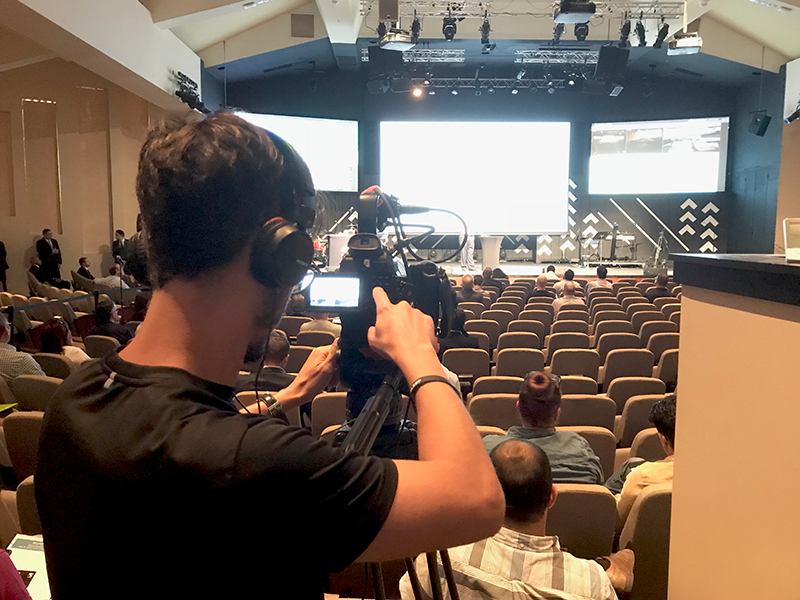 ball media crew taping a speaker at a conference