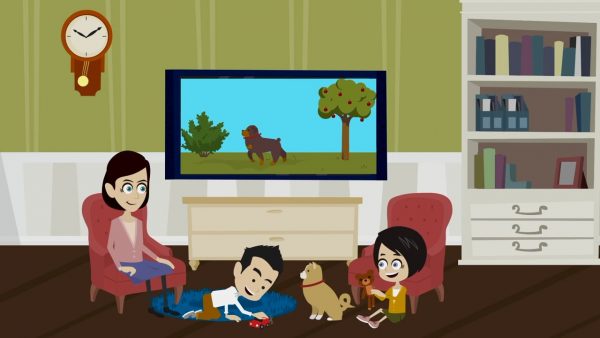 Animated explainer video family scene