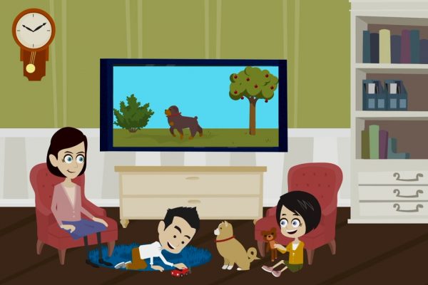 Animated explainer video family scene