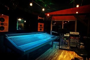 Mixing console in recording studio