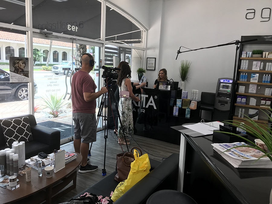 Delray Beach video production company set at a salon