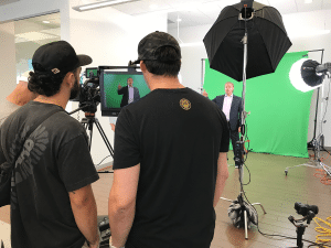 Green screen video shoot inside Auto dealership video shoot